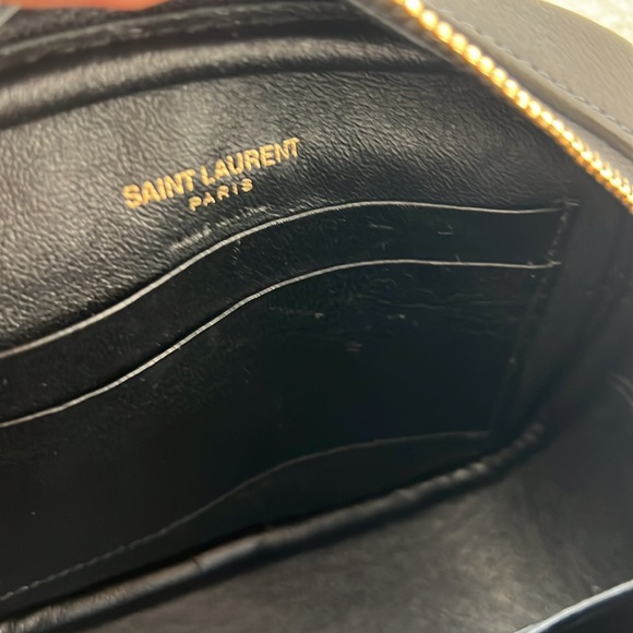 Yves Saint Laurent Coal Gray Leather Pouch Mono- crossbody - Picture 13 of 16